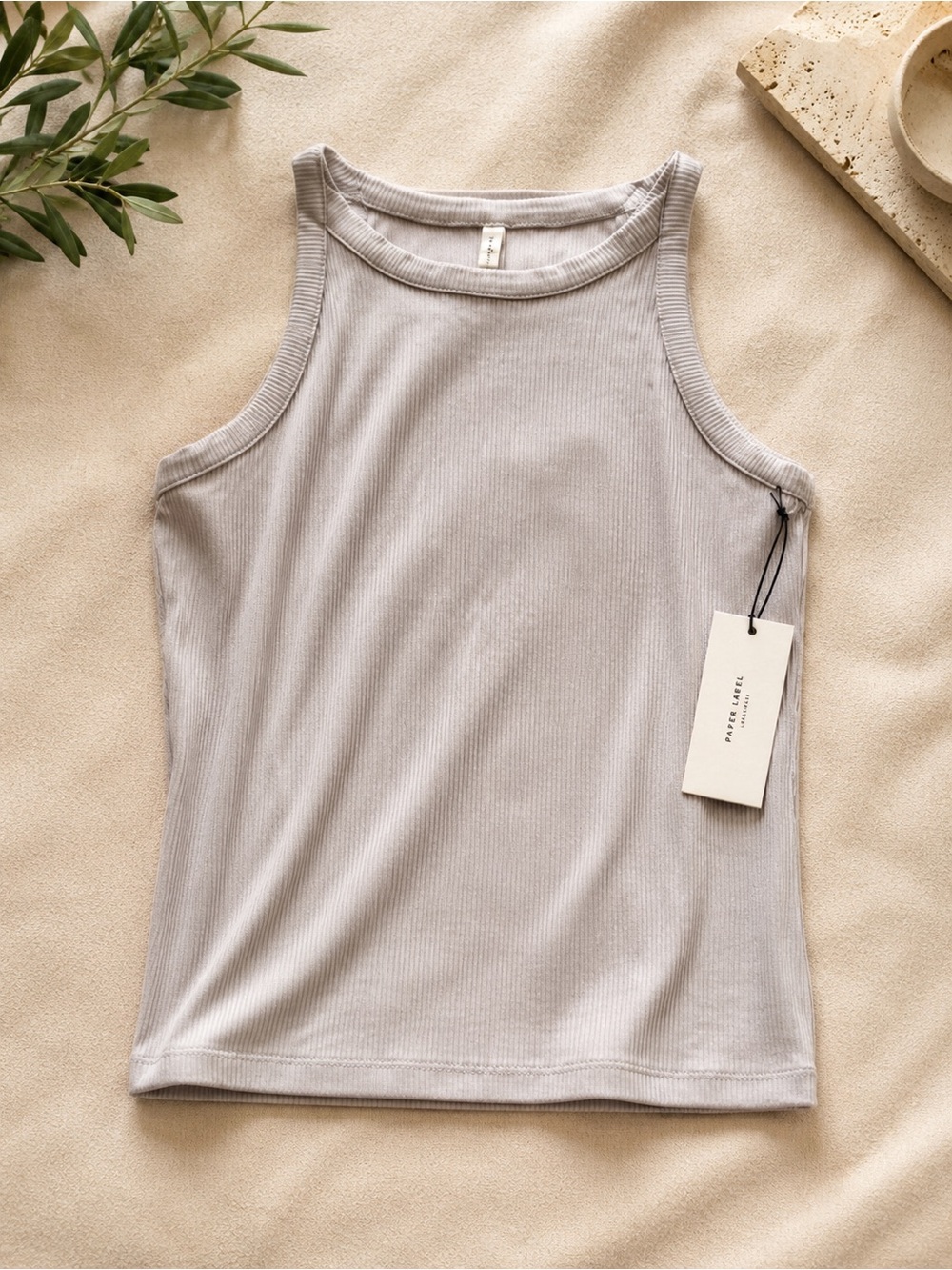 Women's Ribbed Tank Top - Light Gray